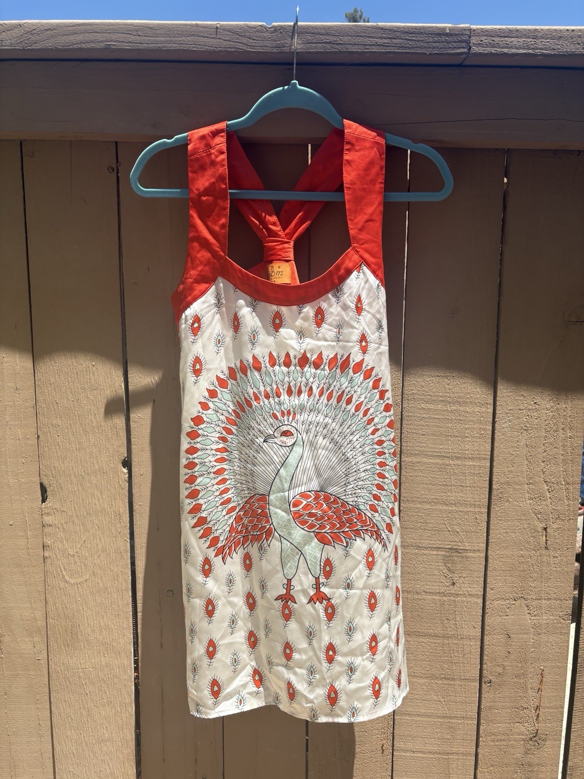 VTG Y2K Voom by Joy Han Peacock Print Sleeveless Blouse Racerback Women’s Small