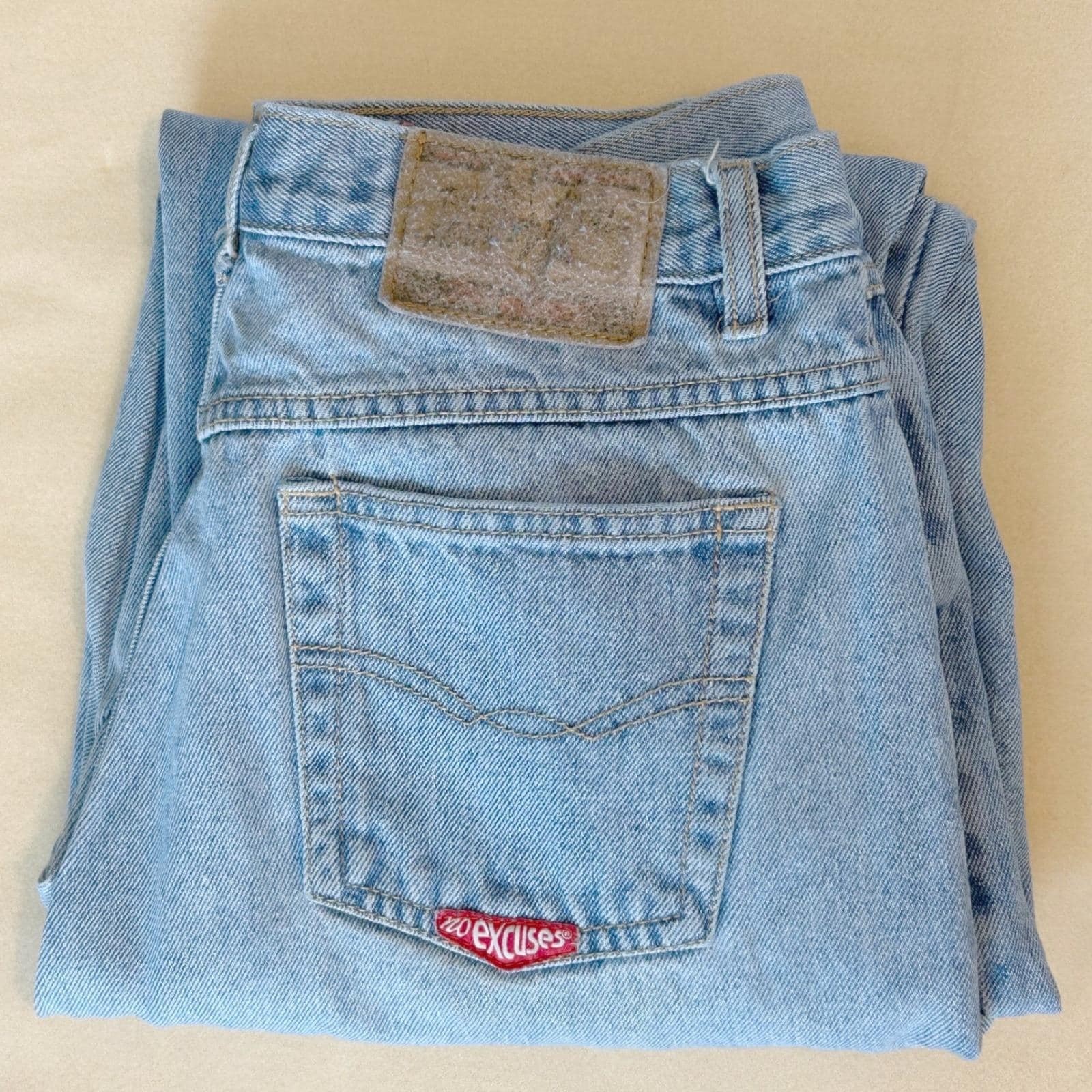 No Excuses Jeans Womens 13/14 Blue Light Wash High Rise Mom Tapered 90s Vintage