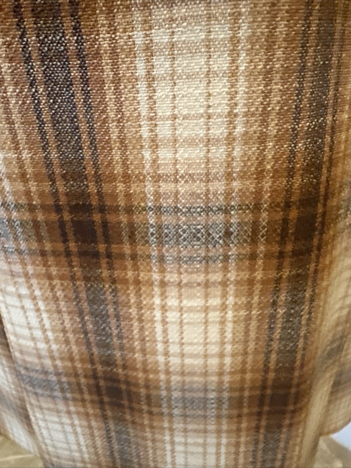 Jacques Tiffeau 60s Brown Tones Wool Blanket Plaid Coat & Pleated Skirt Set S