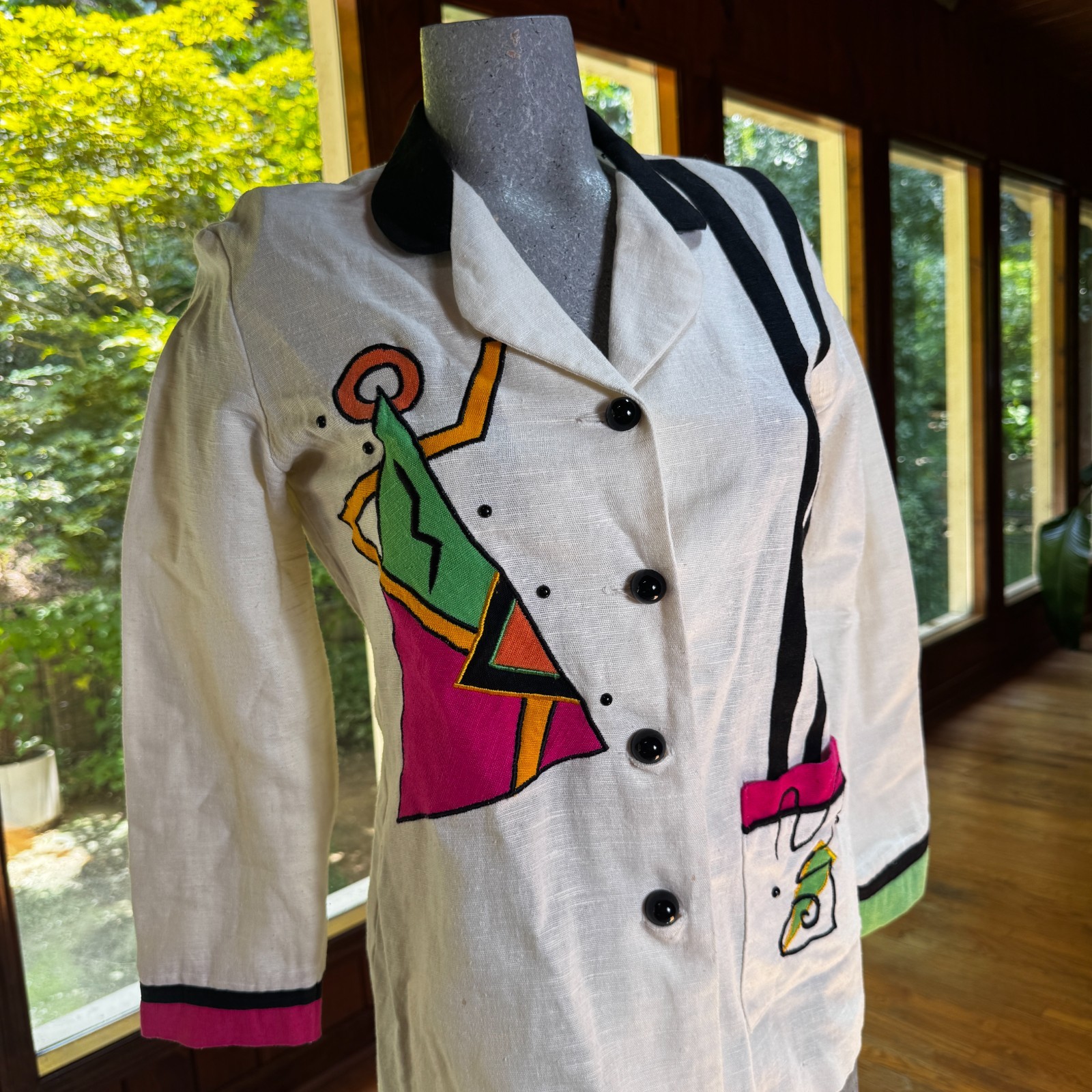 Vintage 80s Explosion Abstract Geometric Memphis Milano Art Blazer Size Medium