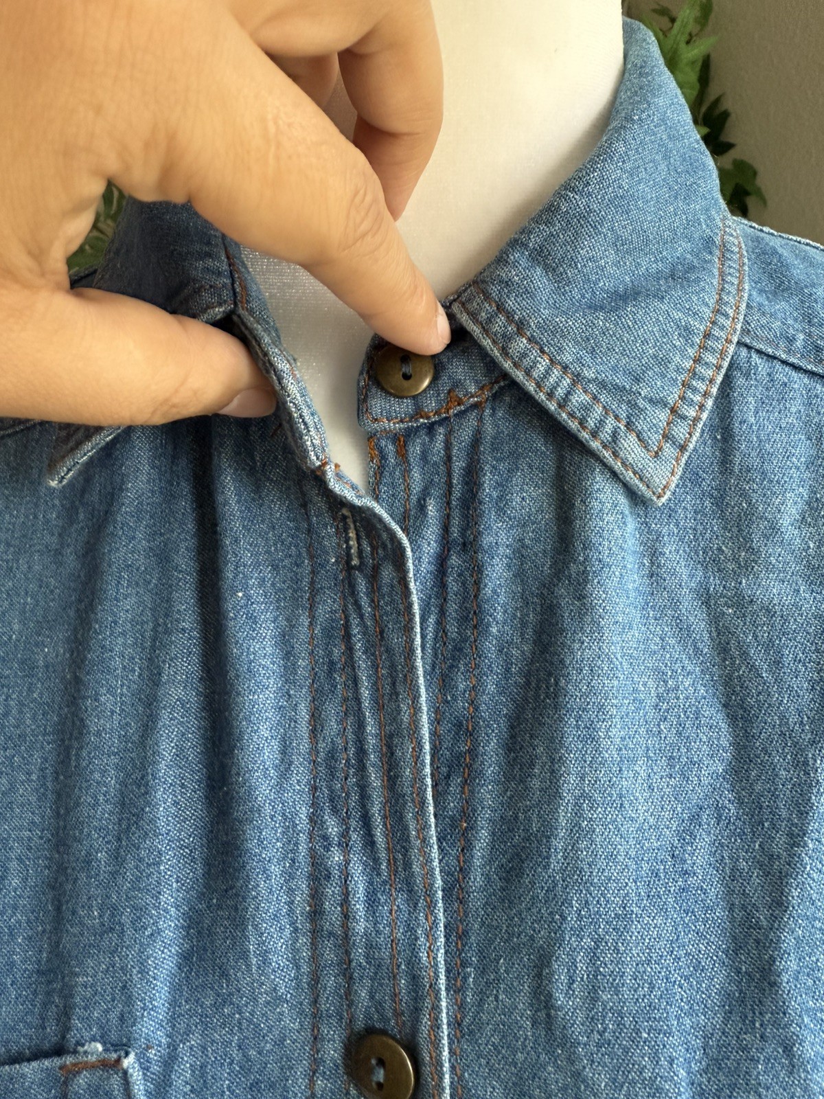 VTG Bonnie Strauss Denim Western Shirt Dress Cowgrl Style Button Front SZ 4 USA