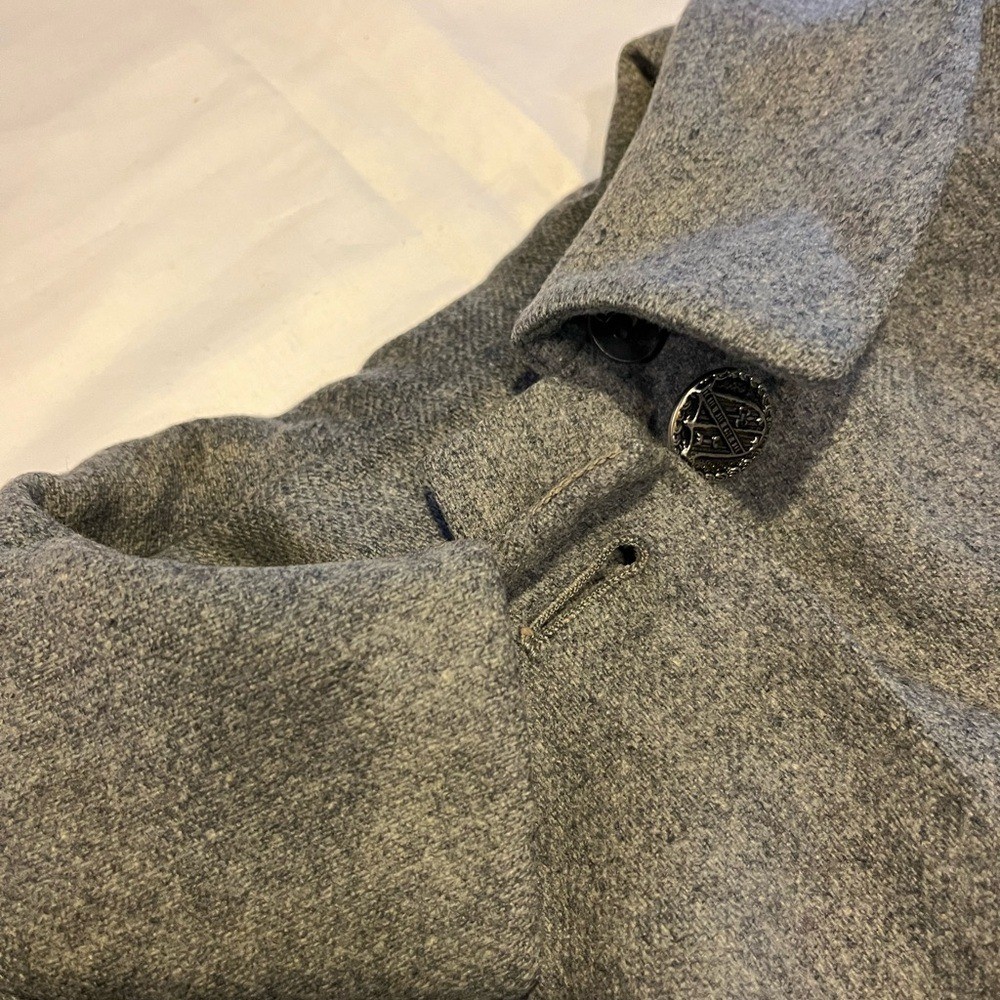 Vintage Marshall fields wool gray coat. Pink lining with silver buttons