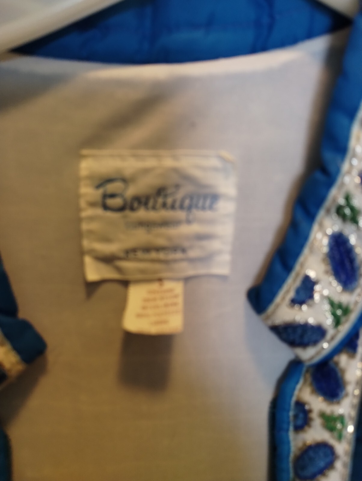 Loungewear Lingere Bathrobe Dressing Gown Quilted Satin? S Trim blue Pockets