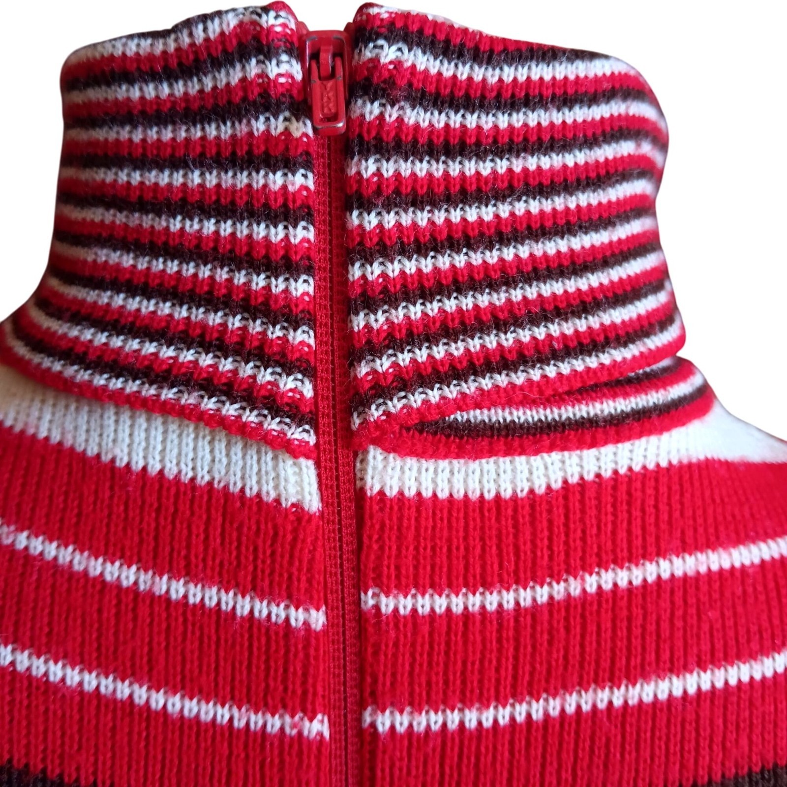 True Vintage Top Medium 1970’s Sleeveless Striped Turtleneck Back Zipper Boho