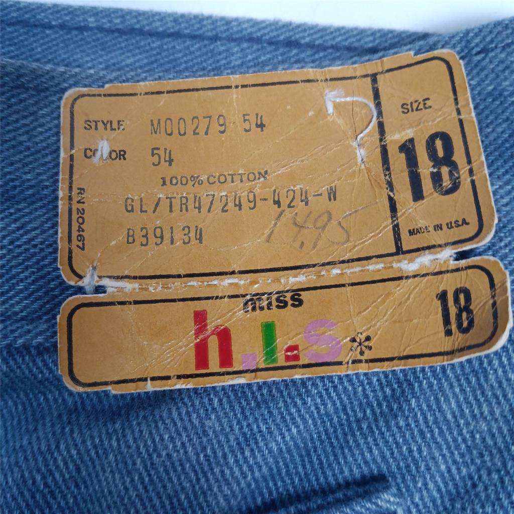 Vtg miss h.i.s. Jeans NOS Sz 18 Blue Pants Wide Leg Brushed Denim 33X29 USA Tags