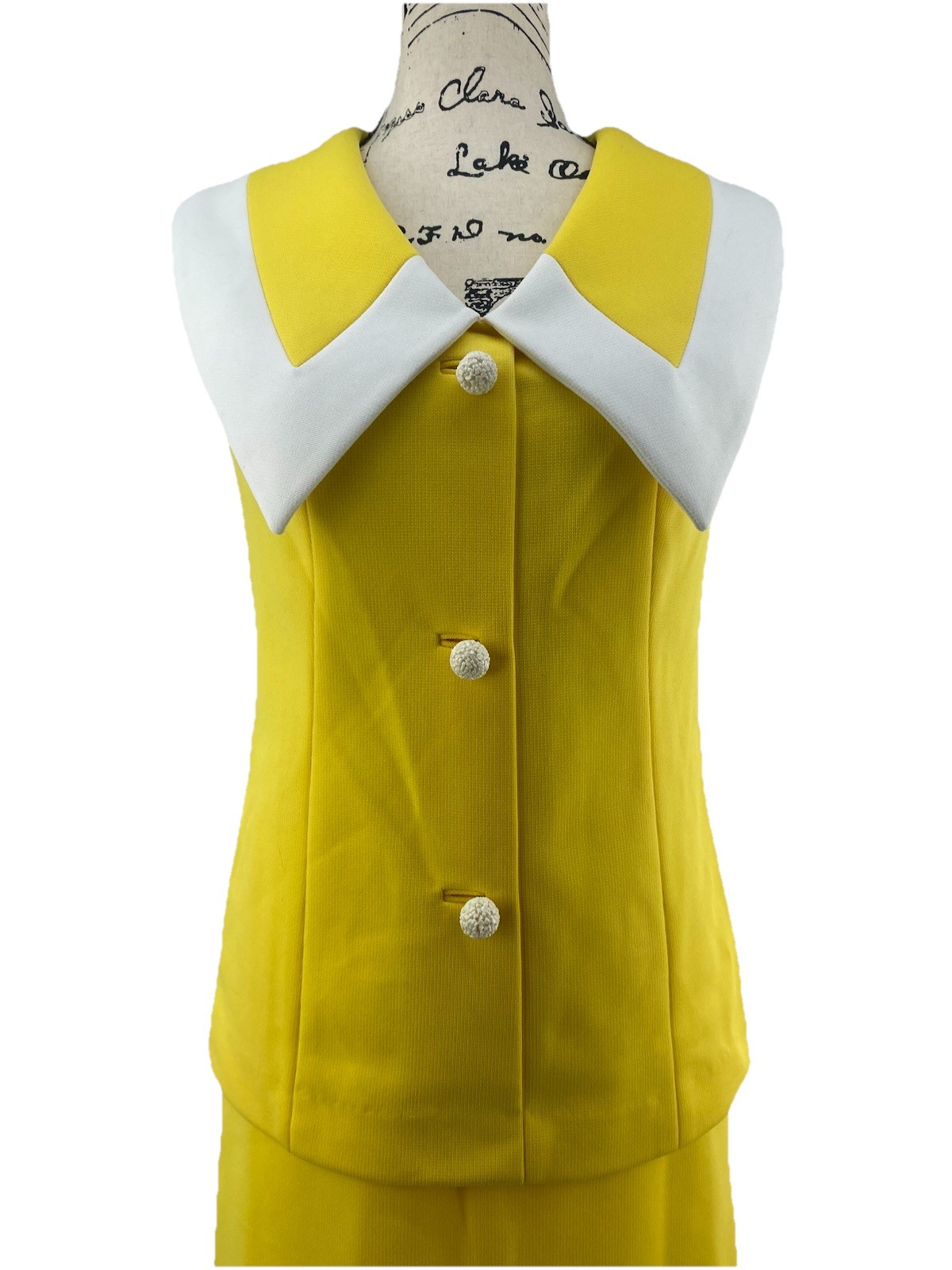 Vintage 60’s Nardis Of Dallas Yellow 2 Piece Skirt And Top Set Size Extra Small