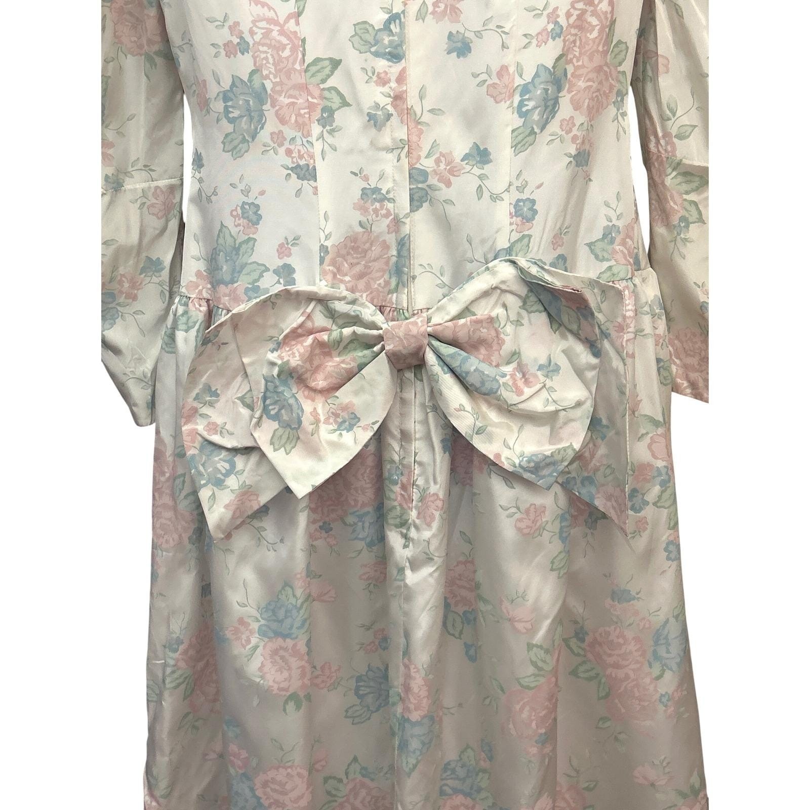 80s Pastel Floral Midi Dress Cottagecore Coquette Romantic Victorian Wedding