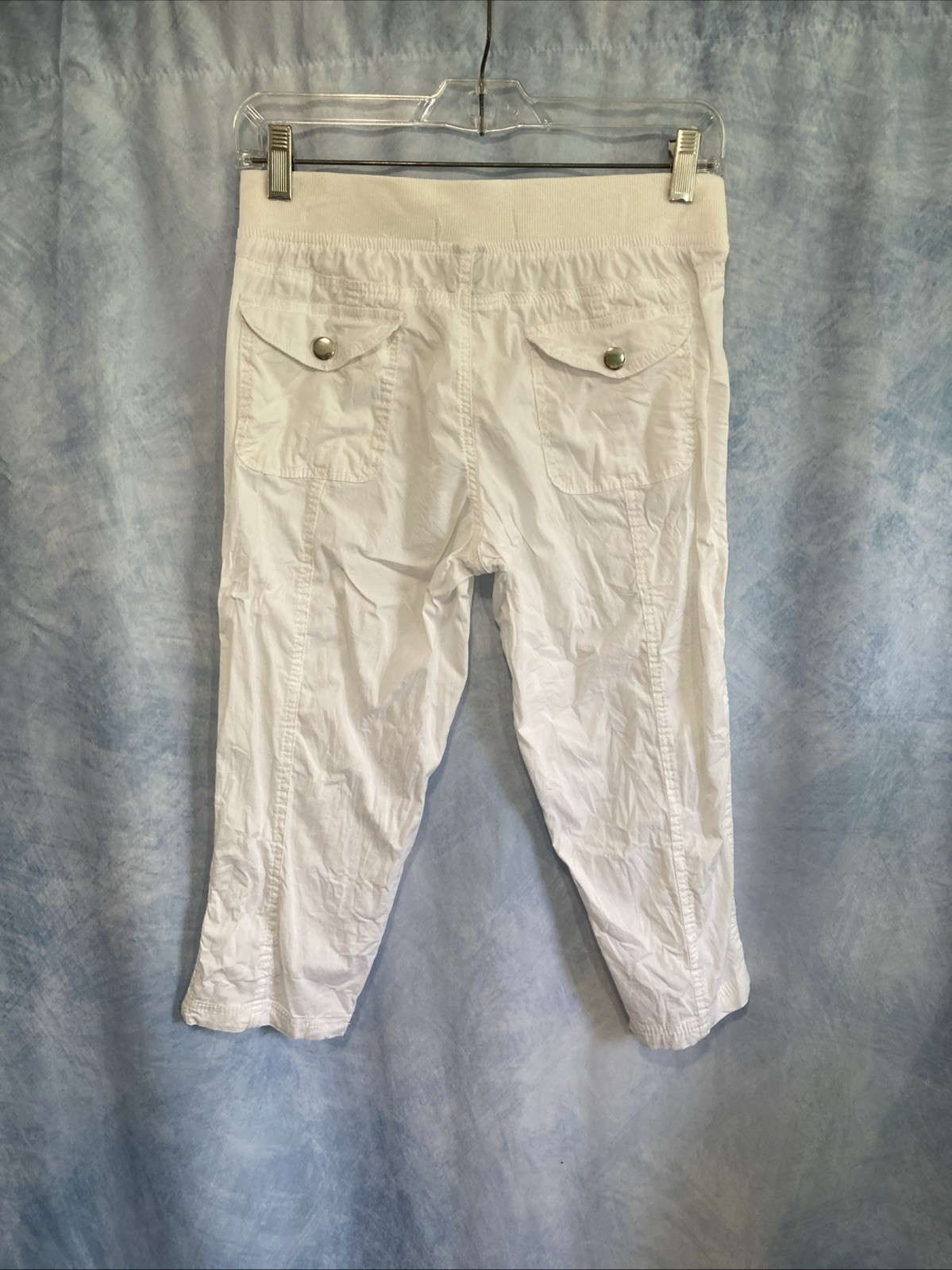 Vtg Y2K Jazzie White Cargo Capris Juniors M 14” Waist Grunge Utility Crop Zipper