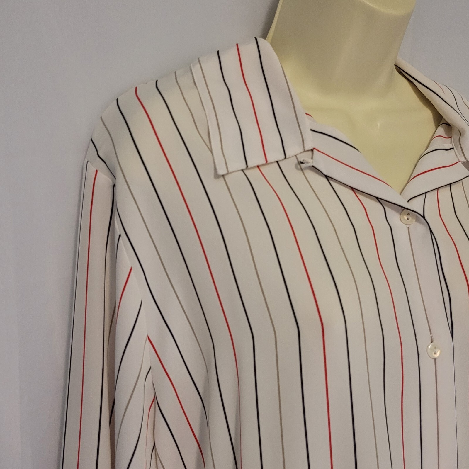 VTG Pendleton Wmn’s Striped Button Up Long Sleeve Blouse Size 16 Classic 80s