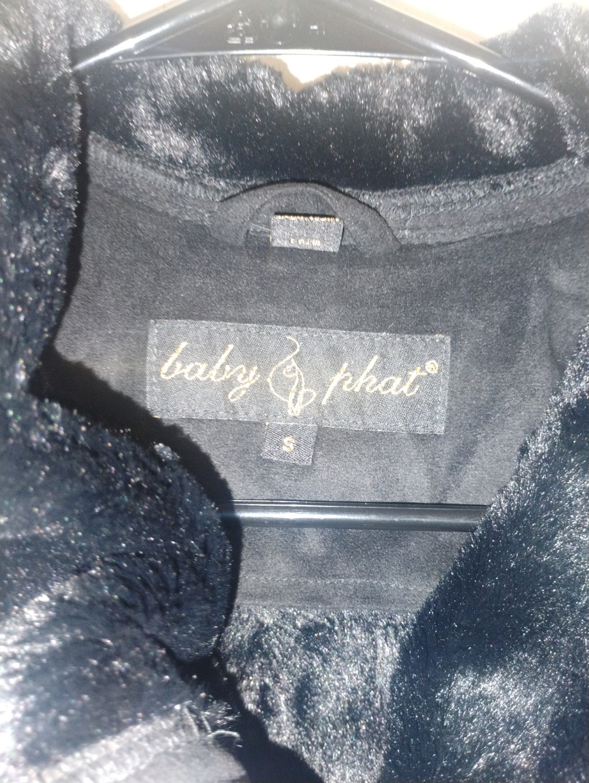 Vintage Baby Phat Black Faux Fur Collar Jacket Size Small