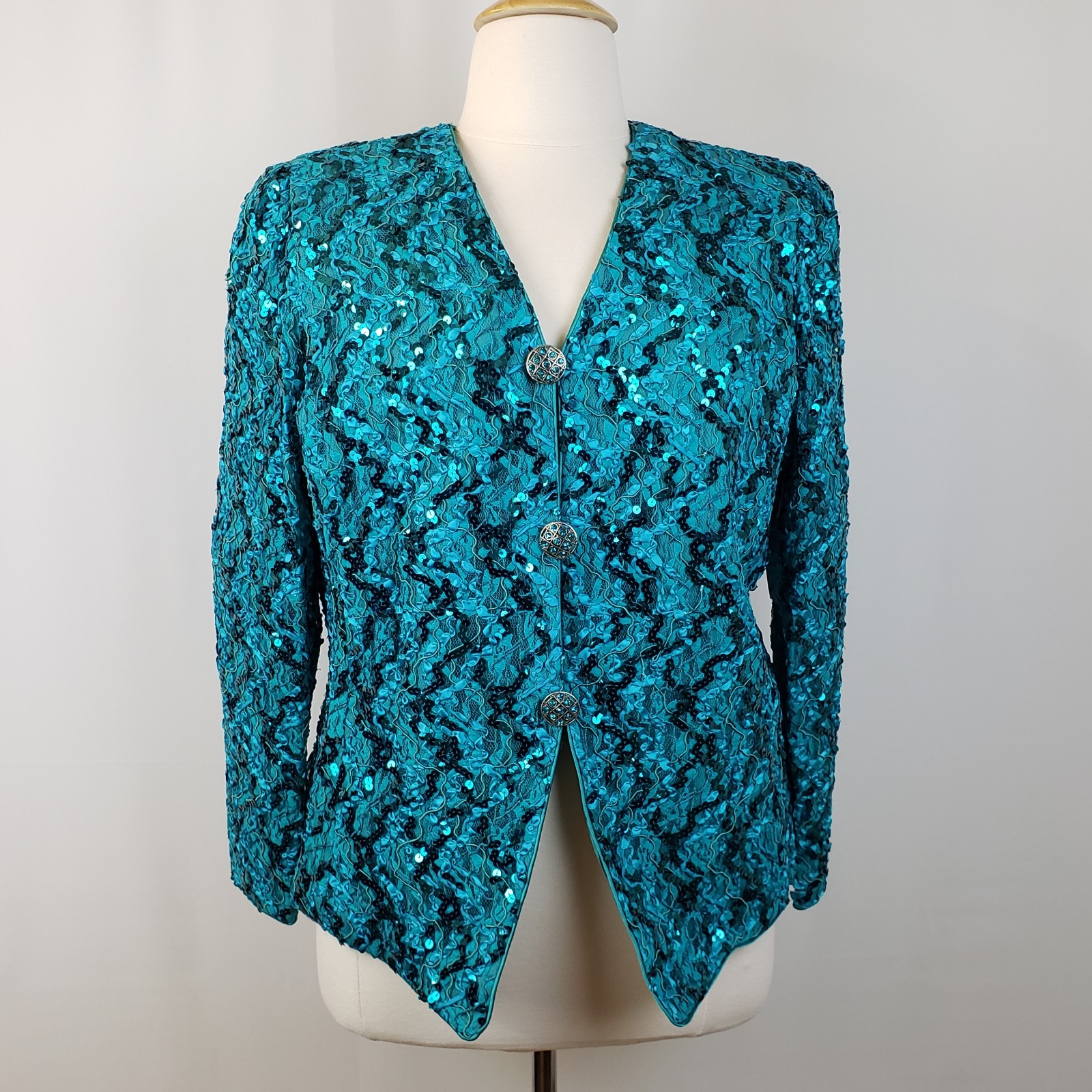 Green Sequin Jacket 20W Katherine Lindsay By Matthew Evening Party Glam Cocktail