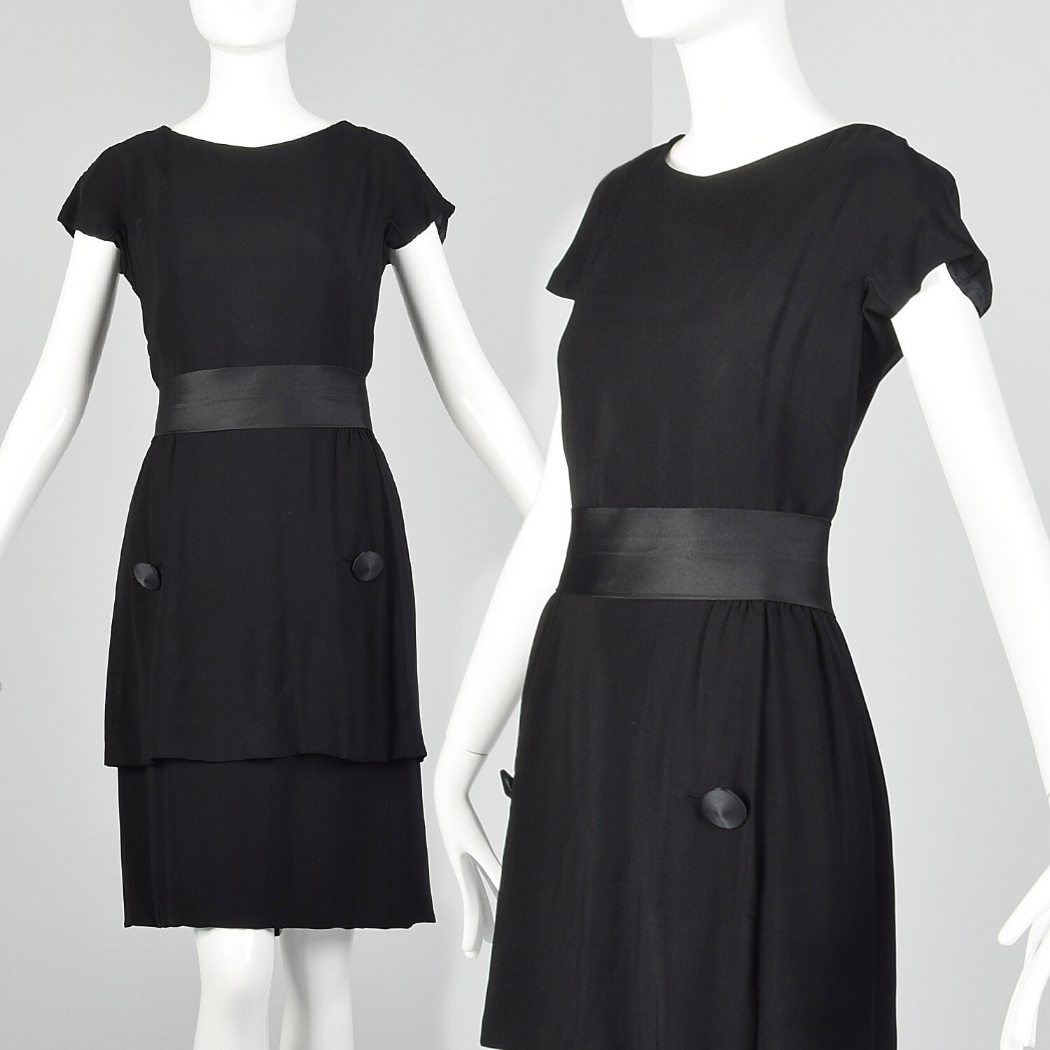 Small 1960s Harvey Berin by Karen Stark Black Dress VTG Classic Keyhole Back Zip