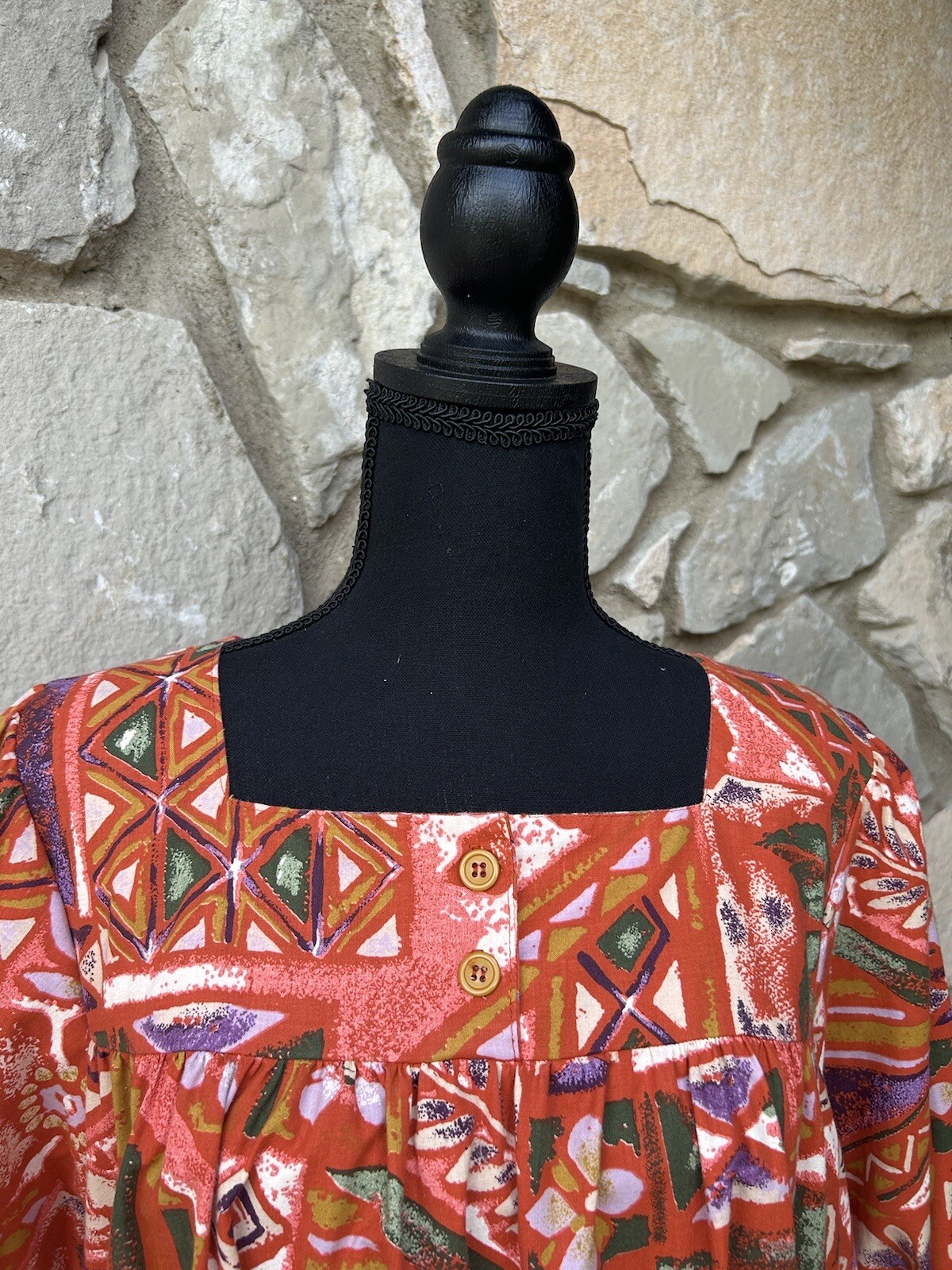 Vintage Brownstone Studio Duster House Dress Robe Size Medium Multicolor EC