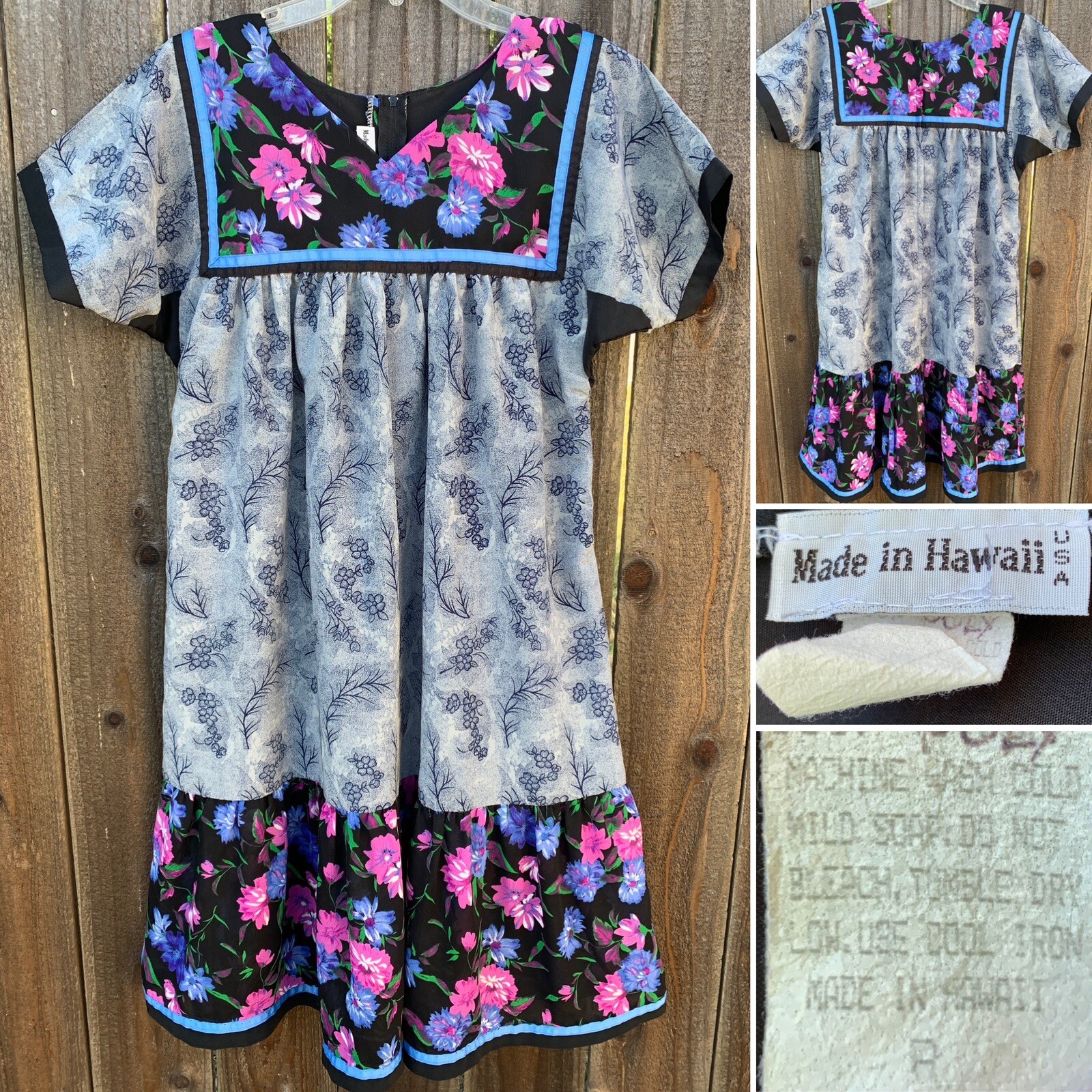 Vintage Made In Hawaii MuuMuu Pockets Zipper In Back TIki Aloha Hawaiian Size P