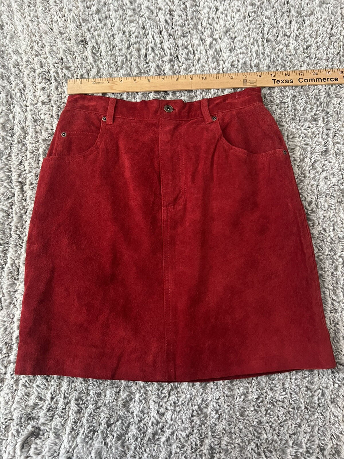 Crazy Horse 100% Leather Skirt Red Size 9/10 Vintage