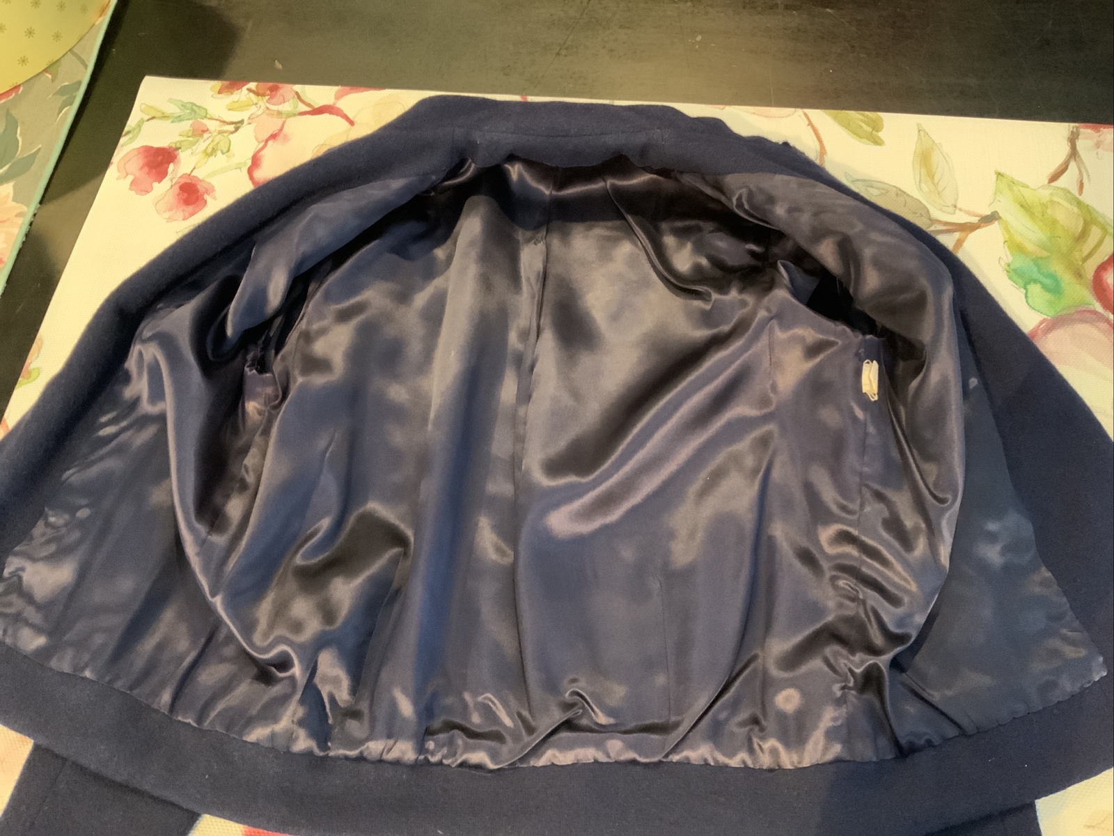 VTG 60s Women’s Navy Blue Wool 2Pc Skirt Jacket Suit Sz 6 GUC Pinup Girl