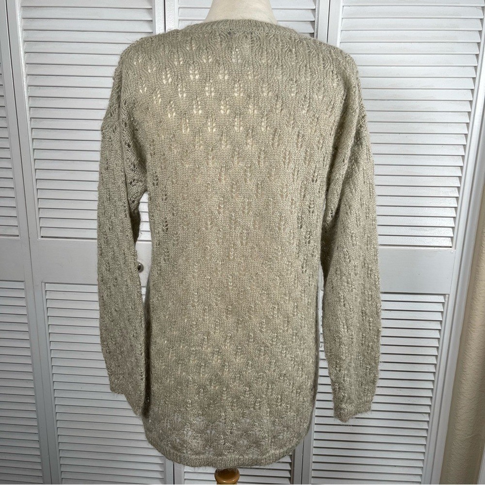 Jones & Co Vintage Mohair Blend Sweater Beige Fuzzy Knit 80s 90s Size L.