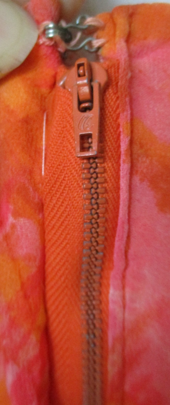 Vintage 1950s/60s Dress Orange Pink Chiffon S Women Sleeveless Handmade