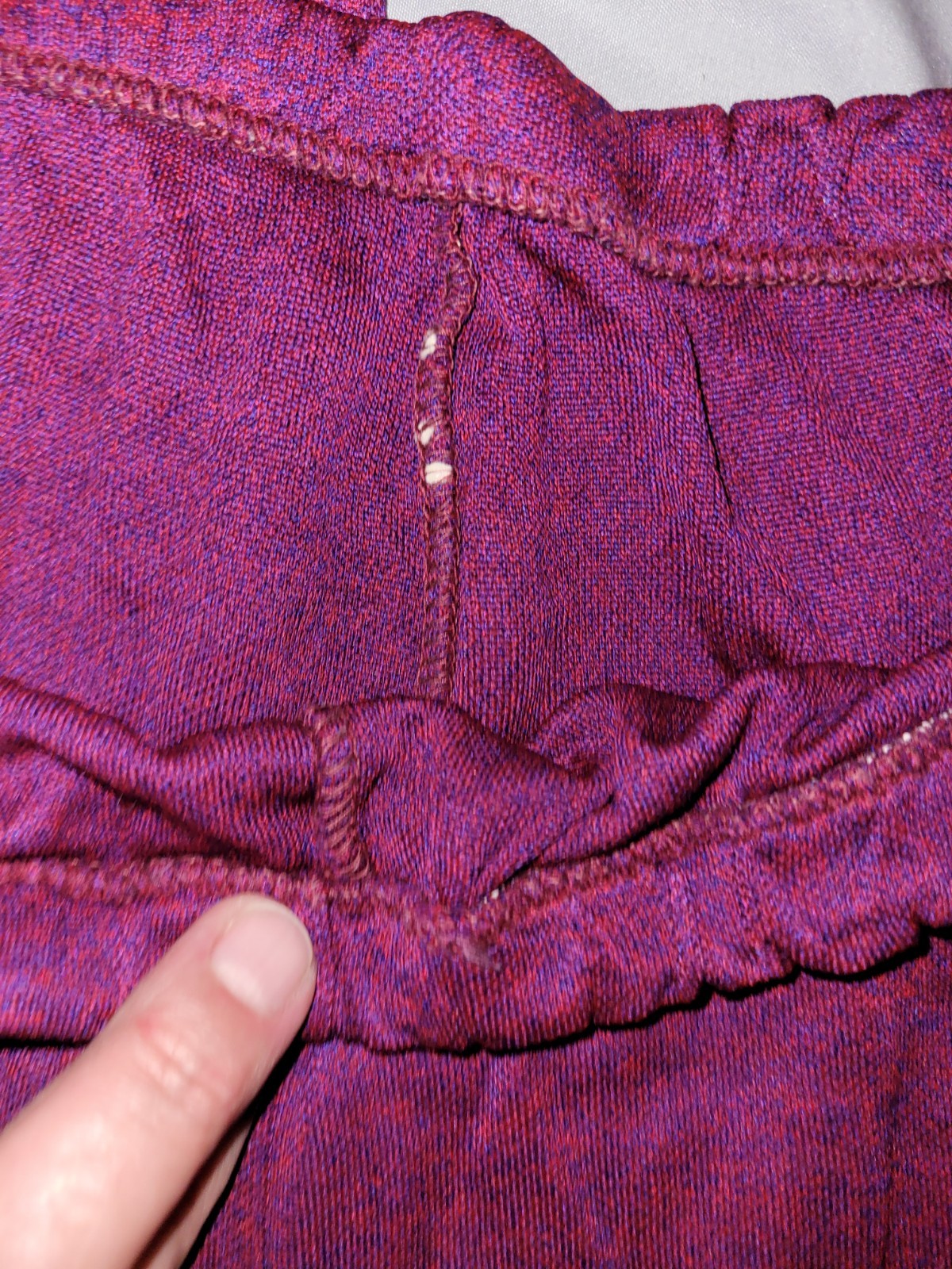 VTG 70s Burgundy Blue Space Dye Lounge Set Marled Knit Dagger Collar S M Boho