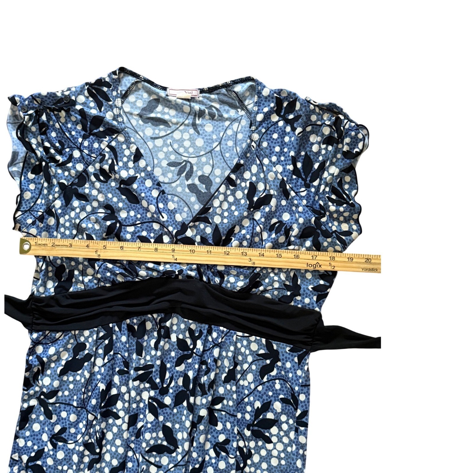 Vol 1 Y2K Blue Babydoll Top Tie Back Flutter Sleeve V Surplice Neckline SZ L?