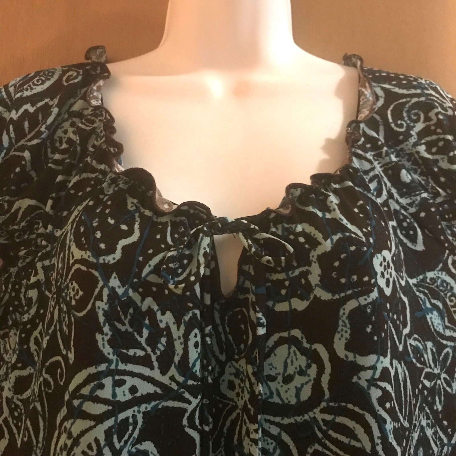 Vintage Carol Rose Brown and Teal Floral Milkmaid Top Y2k Whimsigoth Fairy