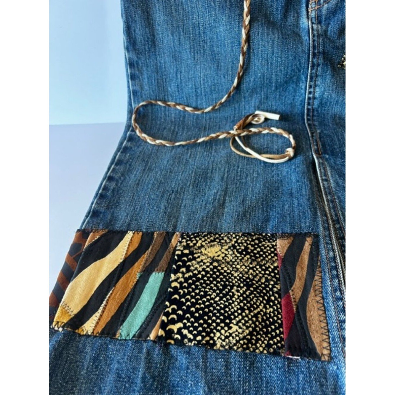 Ladies Vintage Artisan Denim Midi Skirt.