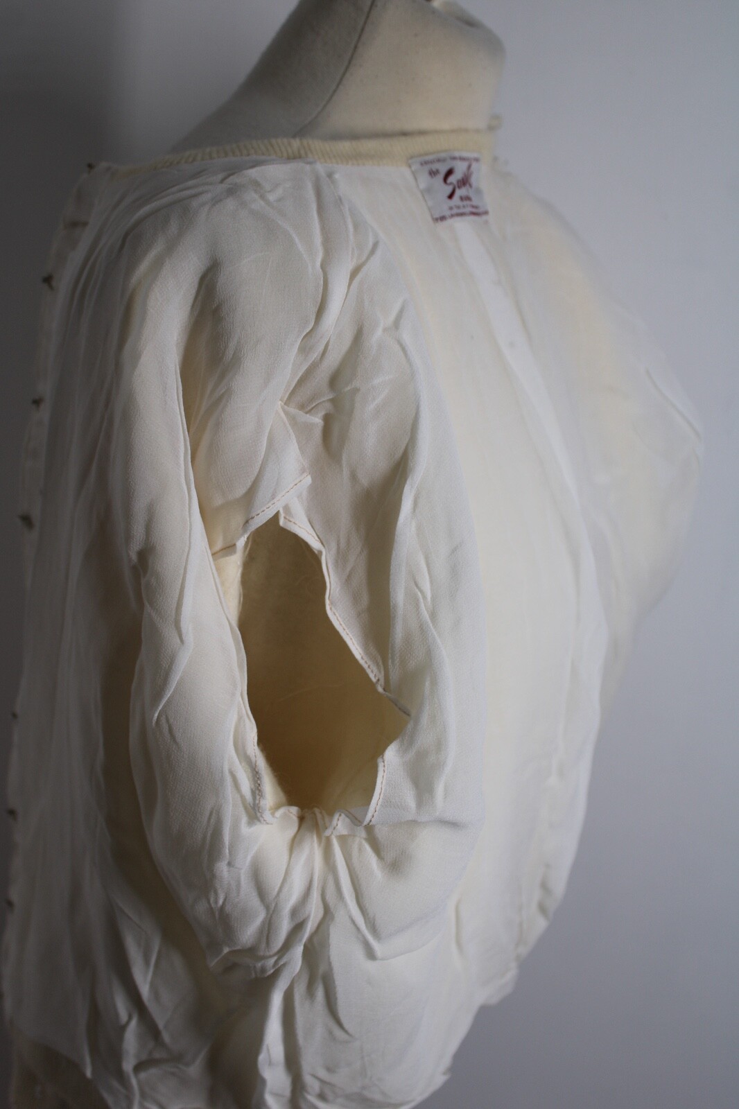 Vtg The Sample Shop Buffalo Ivory Lambswool Angora Beaded Cardigan Sweater