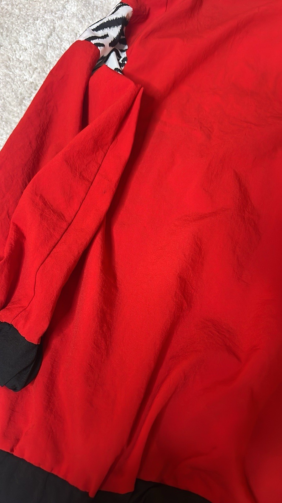 Vintage 80s 90s Silver Threads Zebra Print Red Zip Jacket Size 1X Made in USA