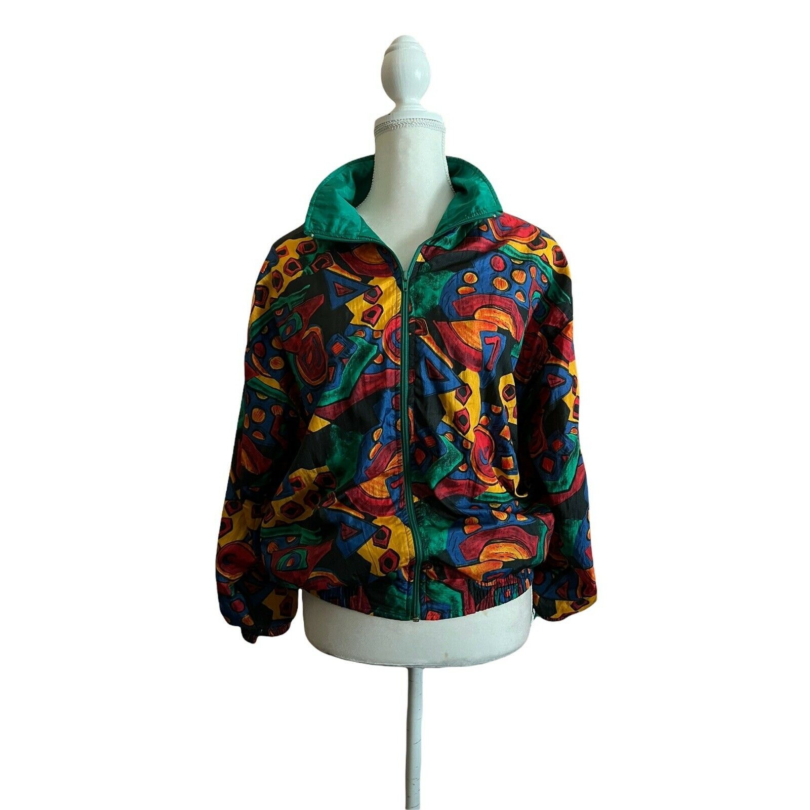 Vintage 80s Lavon Colorful Windbreaker bomber Jacket Multicolor Zip Up Sz Small