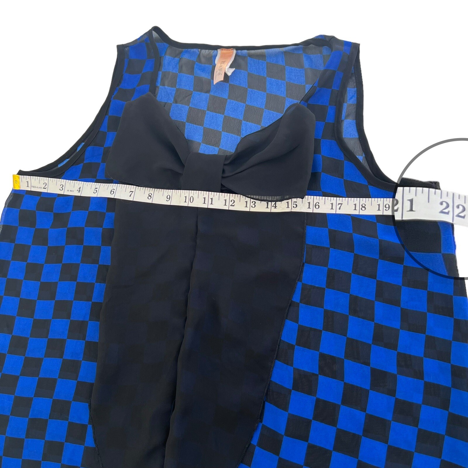 Vintage 80’s KaFé Design Blue Black Checkers Semi Sheer Camisole Large/X-Large