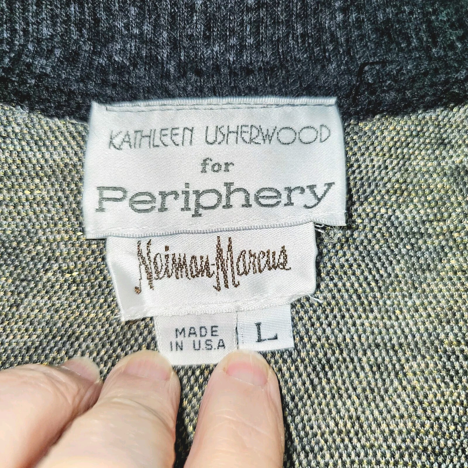 Periphery Kathleen Usherwood Nieman Marcus Vtg 80s Metallic Knit Zipper Top Sz L