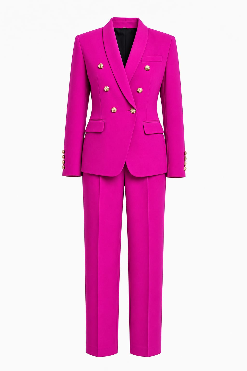 1980s Vintage Pink Power Suit Blazer Trousers Set Size Medium