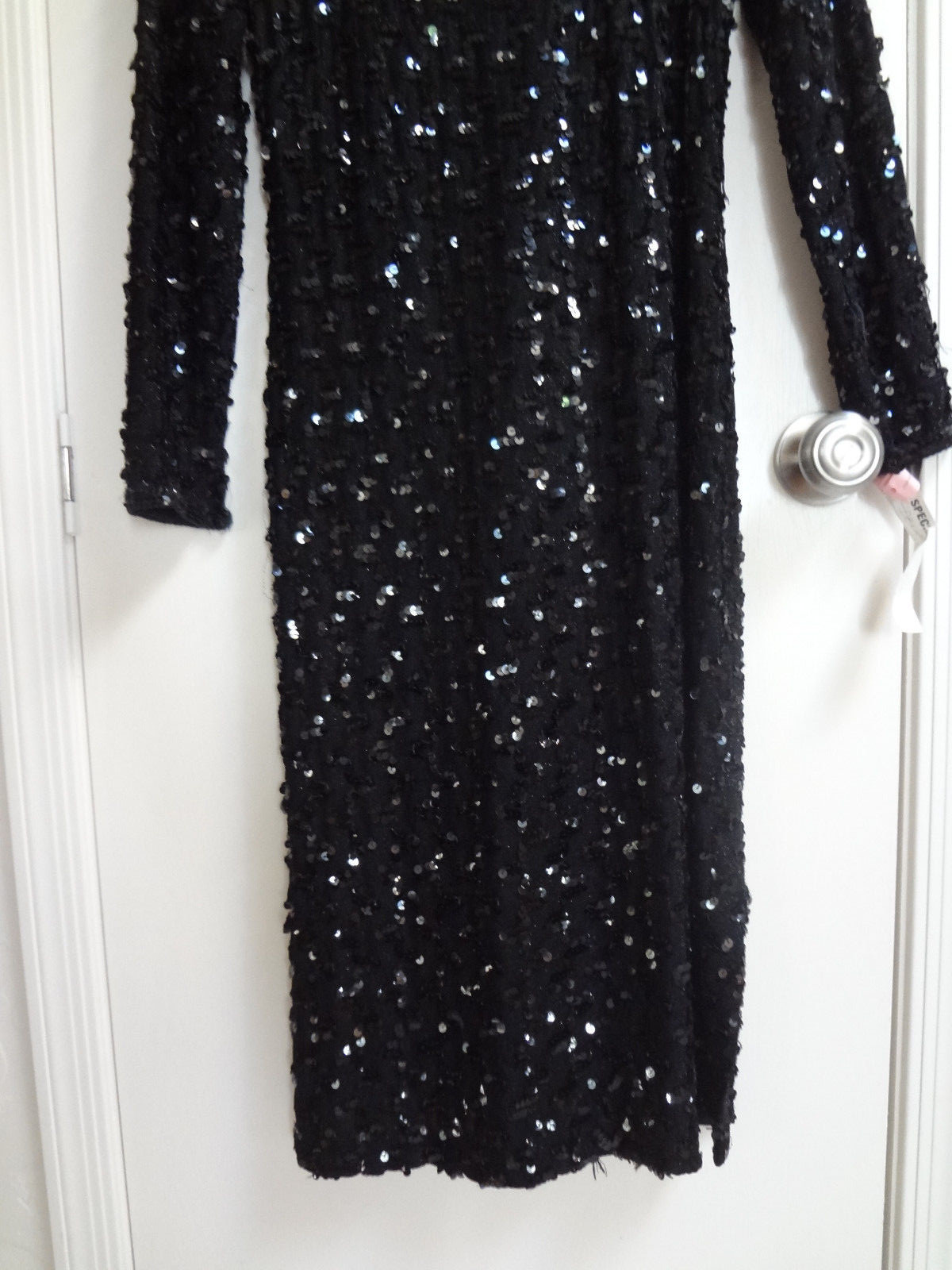 Lee Jordan New York Vintage Dress Black Pin up Sequin M L evening cocktail