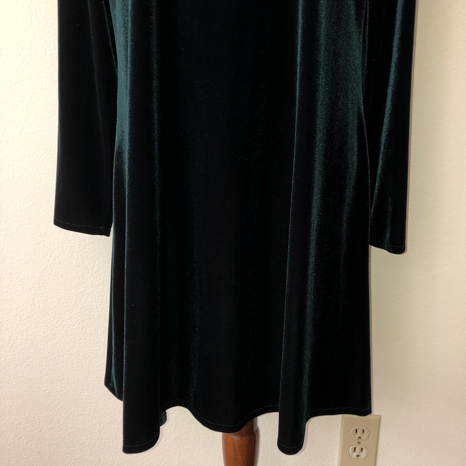 Vintage ’90s Grunge Velvet Stretch Shift Dress Forest Green K.C. Spencer size 14
