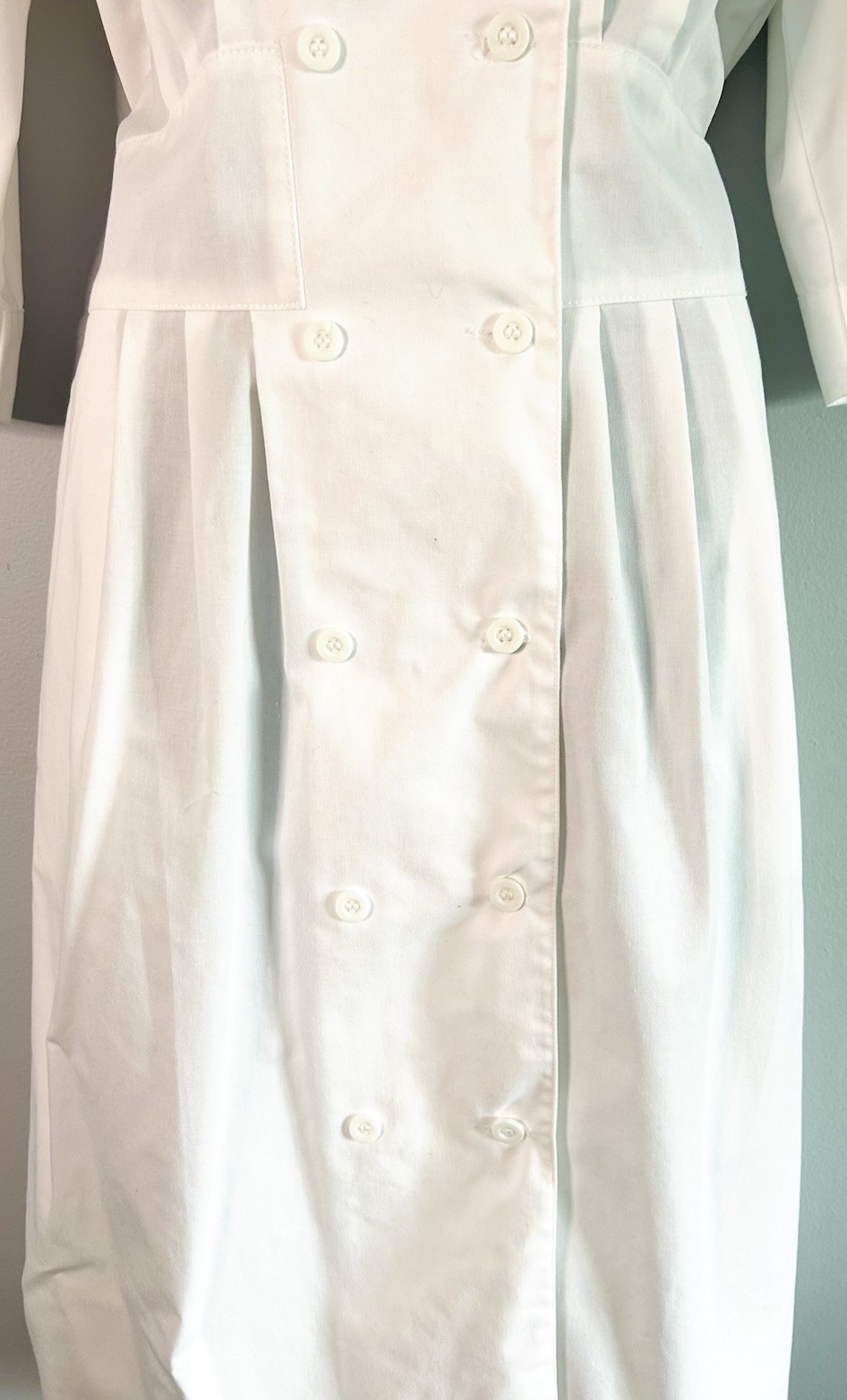 Vintage Prima by Barco White Nurse Dress Uniform Double Breasted Buttons Sz L