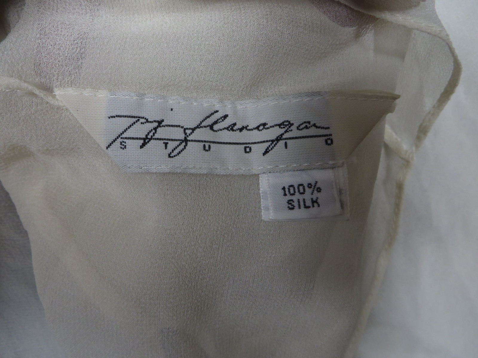 Vintage TJ Flanagan 100 Silk Hand Painted Sheer Crop Blouse Romantic Boho