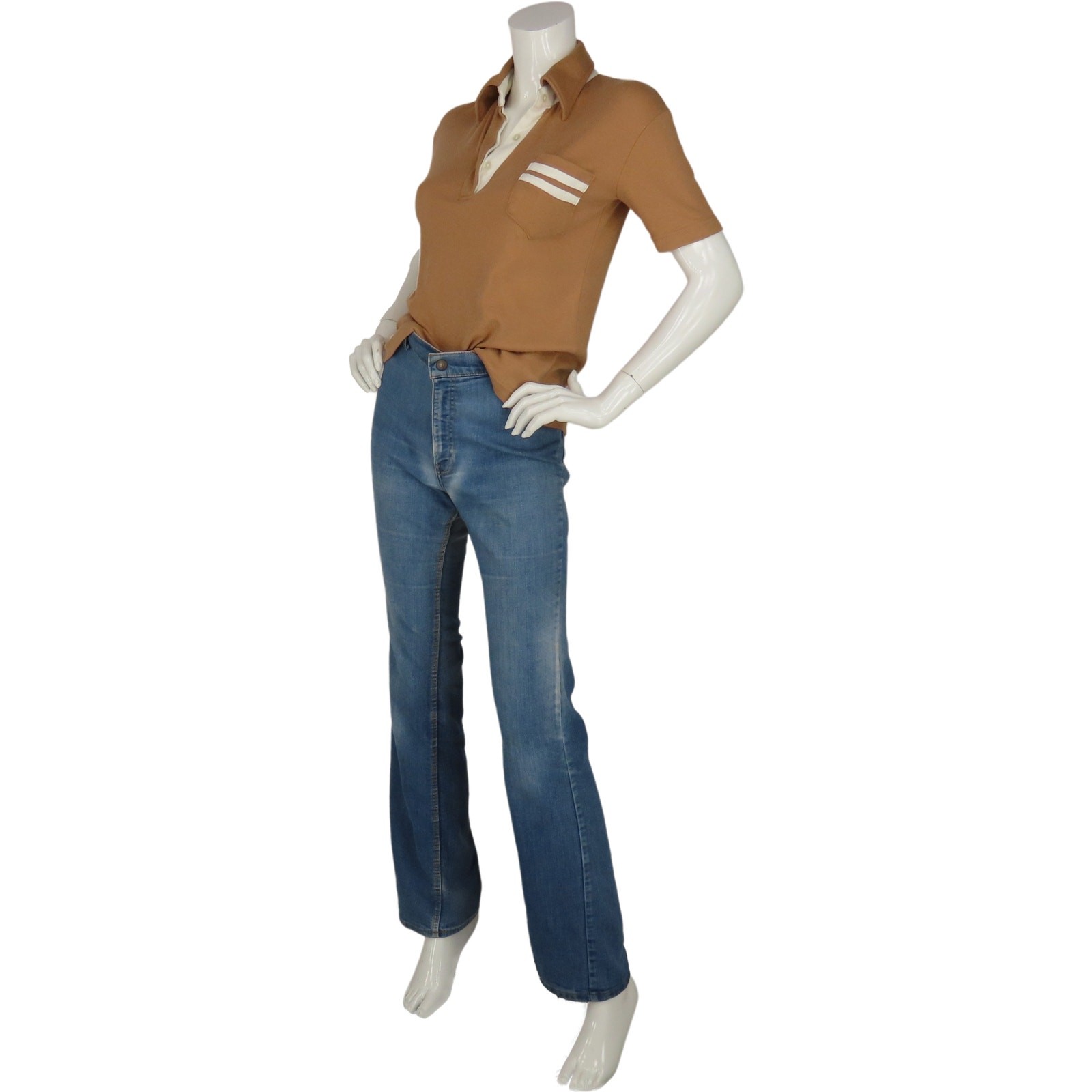 Retro Camel Polo w/ Artistic Pocket & Soft Collar