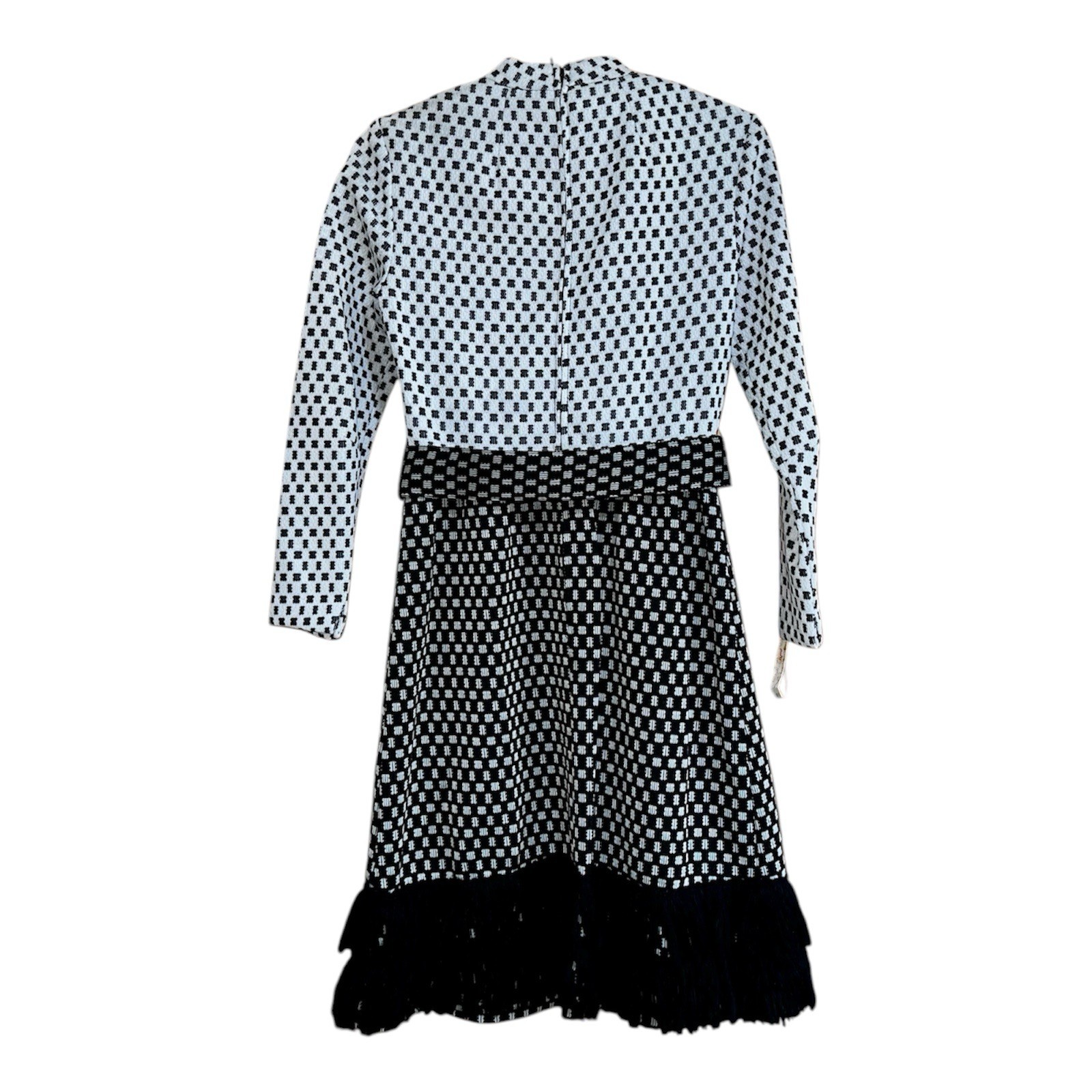 NOS Vintage MOD DRESS 1960-1970’s Black/White Polyester MCM Sz S READ Details