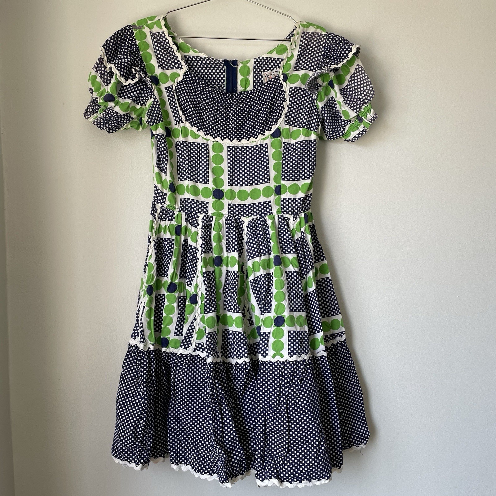 60s Western Polka Dot Dress Square Dance Fashions Medium Vintage Medium Ric Rac