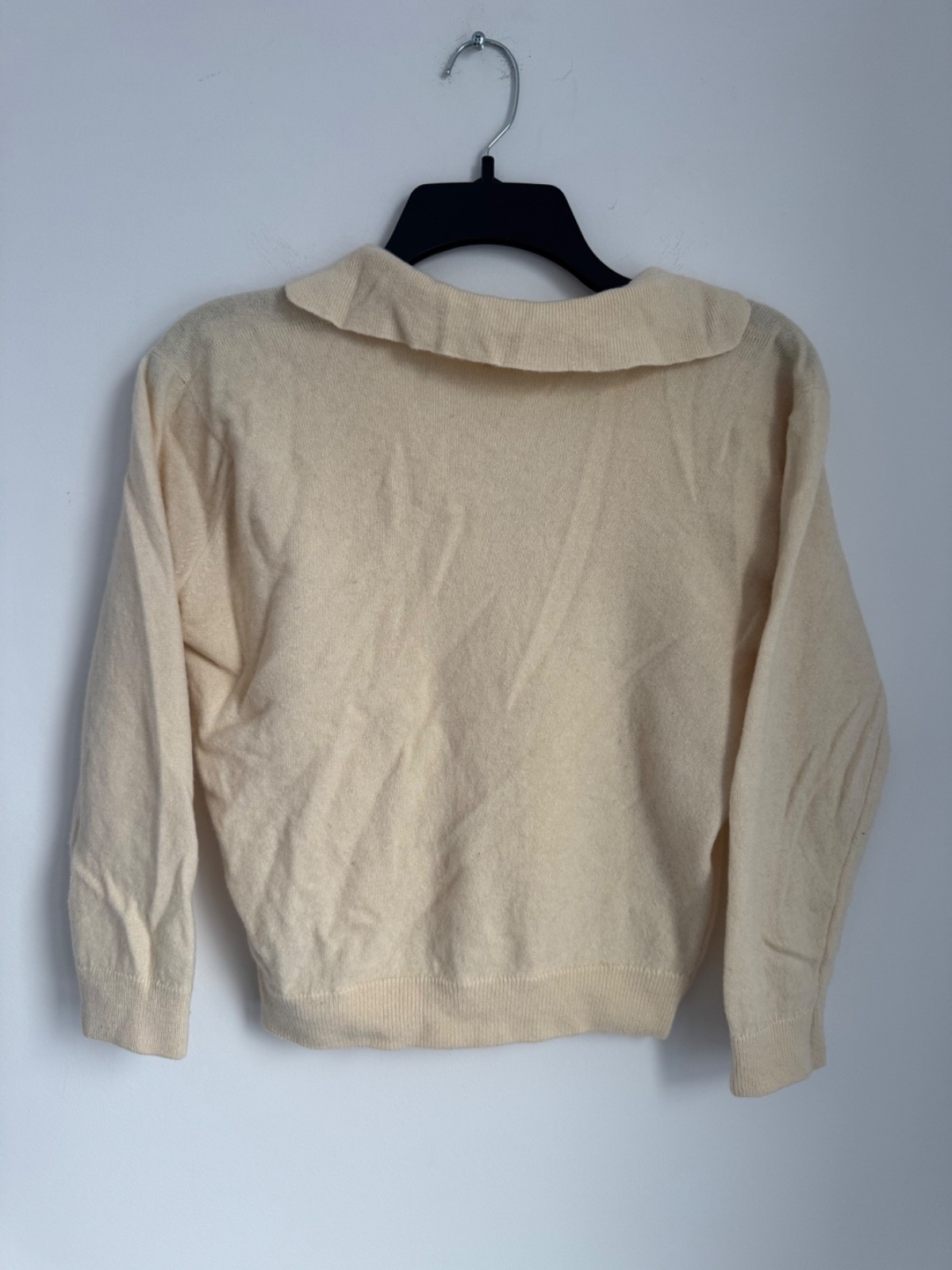 VTG 50s Dalton 100% Pure Imported Cashmere Sweater Womens S Cream Buttons