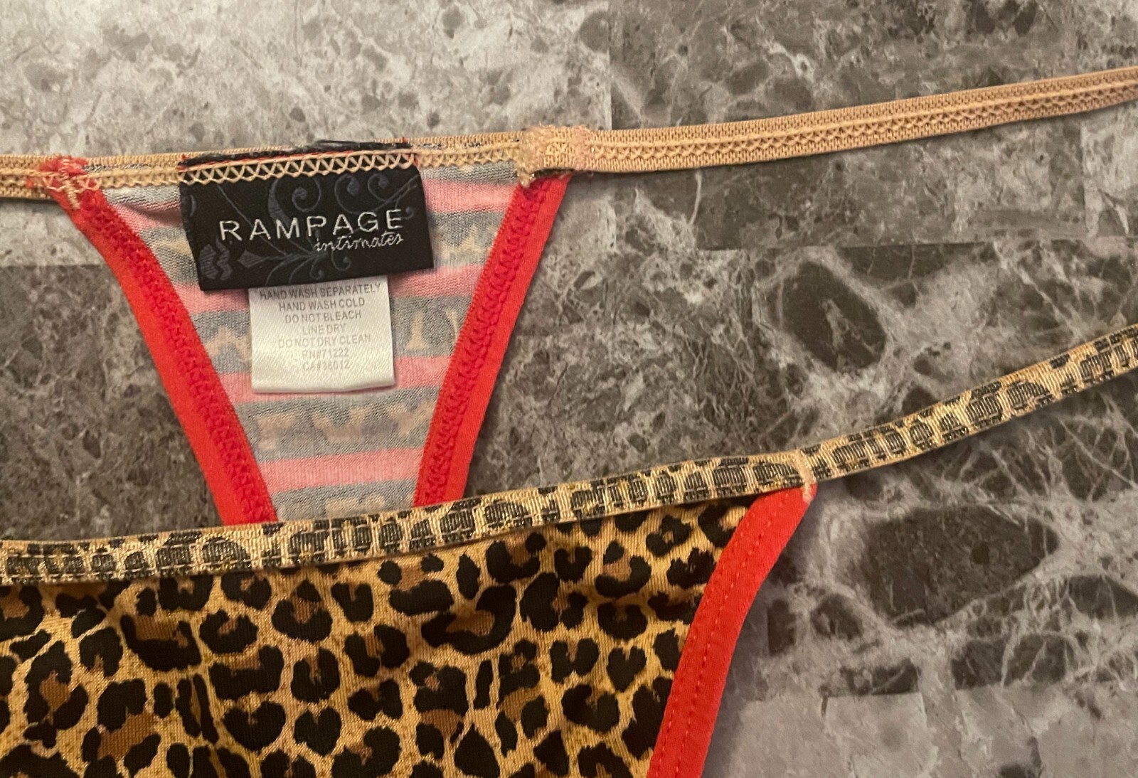RAMPAGE LARGE SMOOTH LEOPARD CHEETAH ORANGE VINTAGE RARE THONG PANTIES