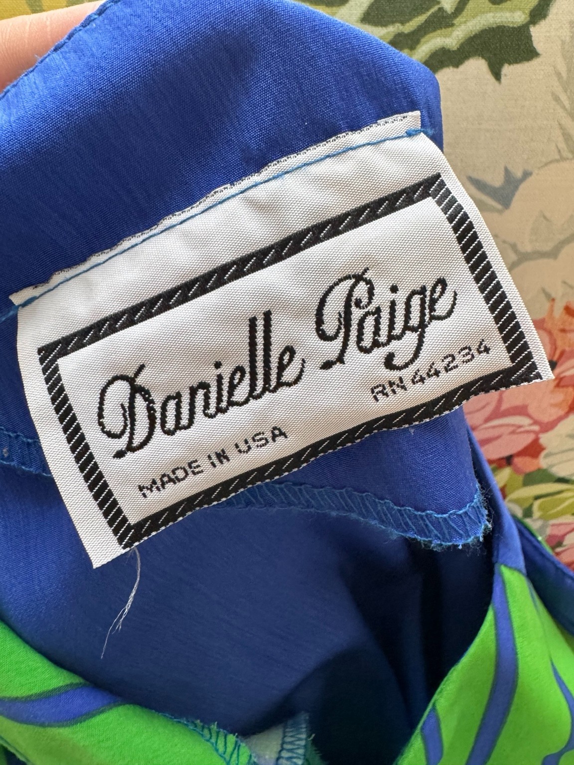 Vintage 80s Danielle Paige Blue Green Polka Dot Pant Set Washable Silk Made USA