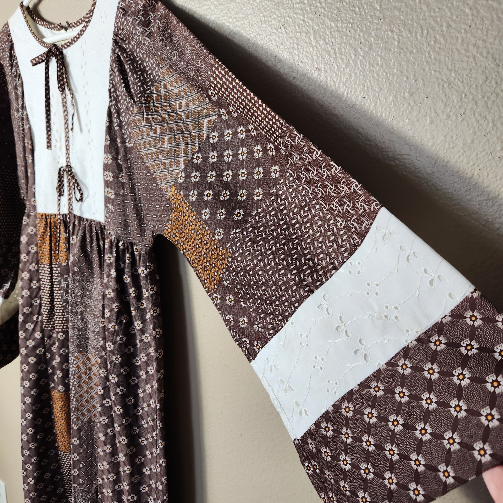 Trivia Vintage 70s Patchwork Hippie Prairie Maxi Dress-Size M
