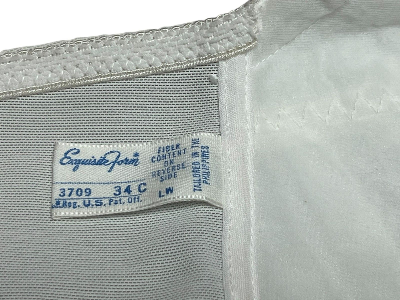 34 C VTG 70s NOS Nylon Bra Bandeau Knit Low Back Exquisite Form P3709 White 1970