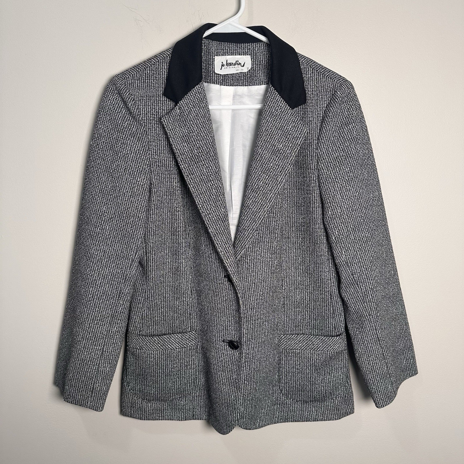 Vintage Jo Hardin Originals Blazer Black White Houndstooth Women’s, Small