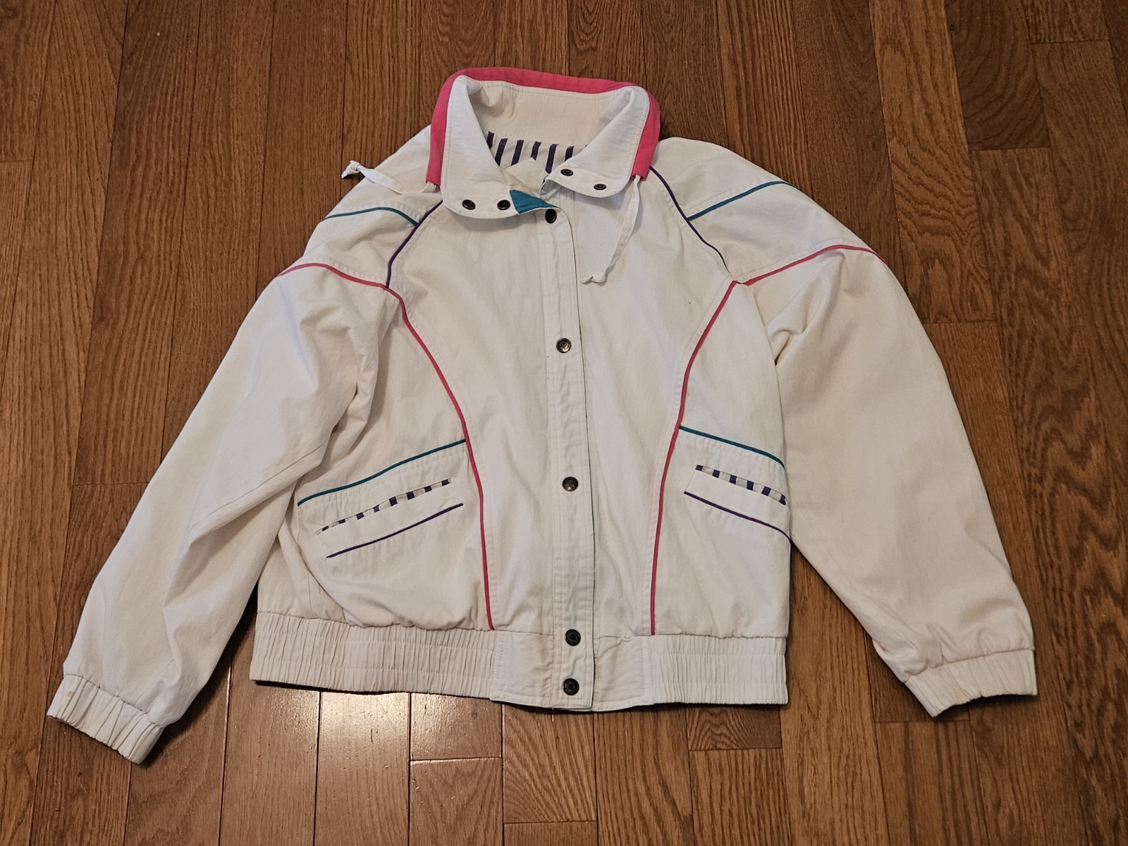 New York Girl Vintage Size Small Windbreaker Jacket White Coat