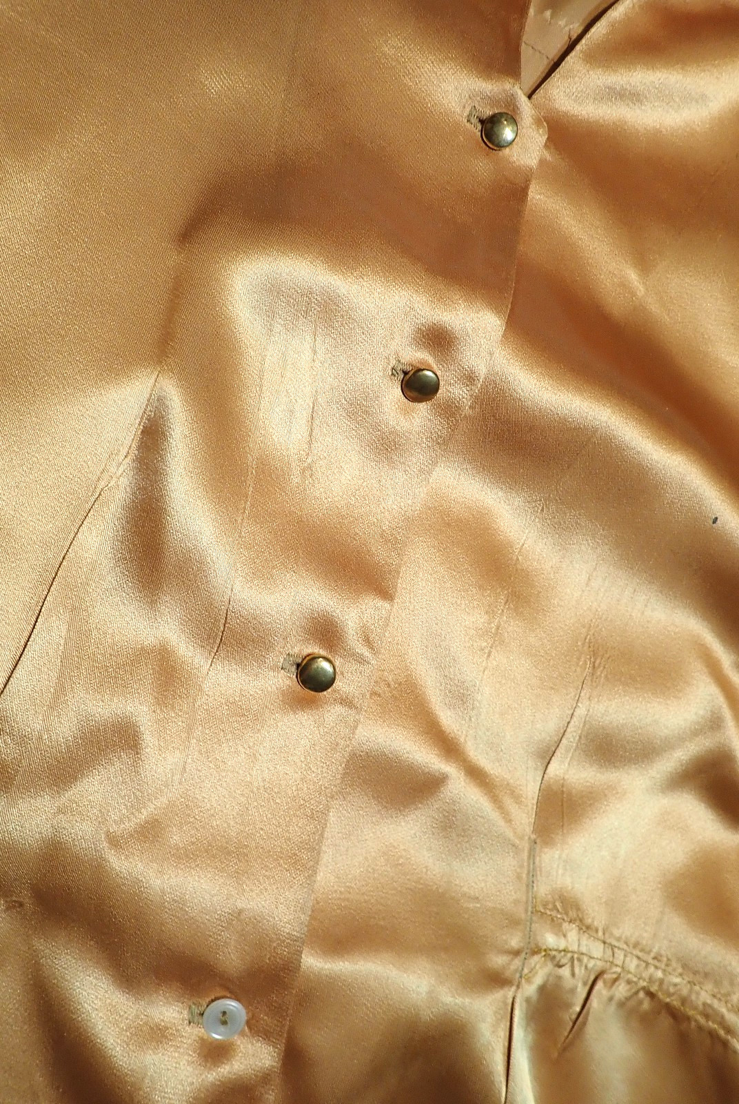 Vintage 50’s DALAS Peach Satin Shirt Jac Blouse Rockabilly Tailored M/L 42″ Bust