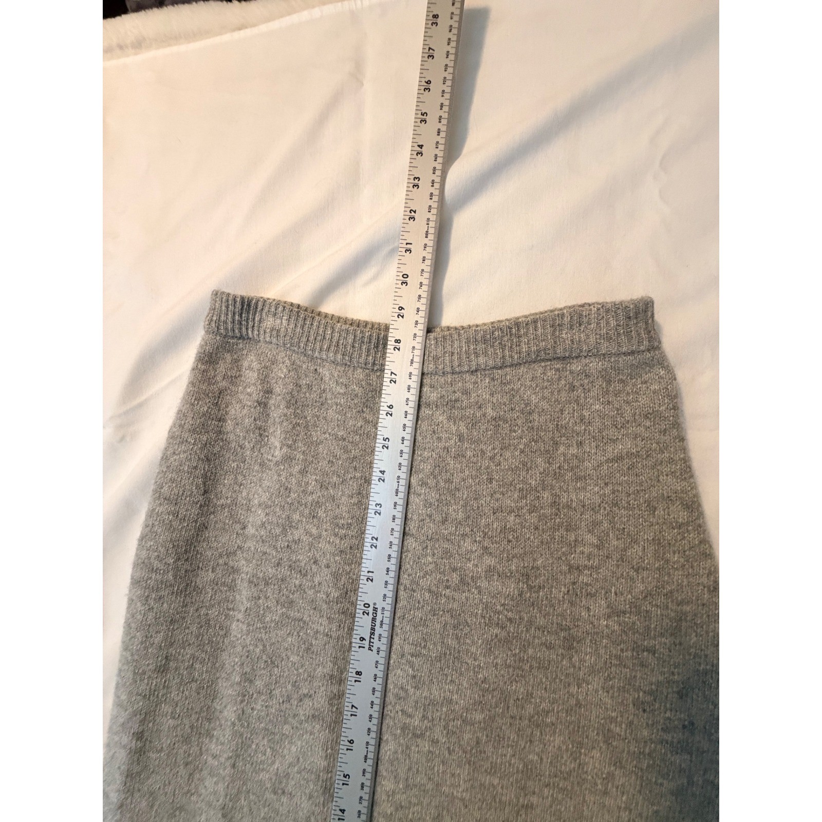 Michelle Stuart Vintage Gray Lambswool Angora Knit Sweater & Skirt Set Womens M