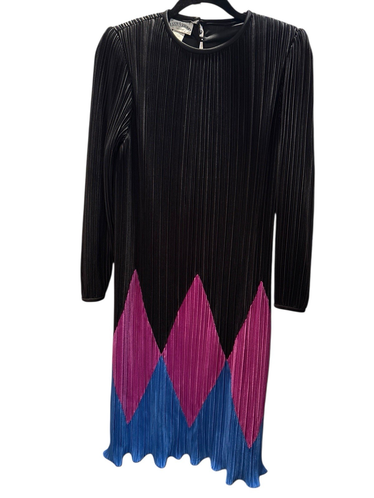 Vintage Johnny And Lizzy Slinky Dress Color Block 13/14 80s Retro Lucero READ