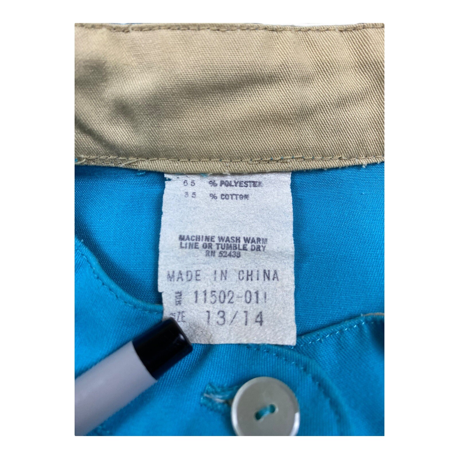 Vintage 1970’s Shirt Dress Sz 13/14 Blue Classic Cinched Waist Utility Pockets